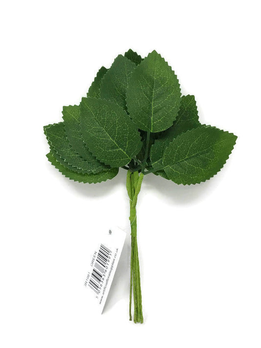 6 Wired Stem Rose Leaf Bundle x 18cm Height
